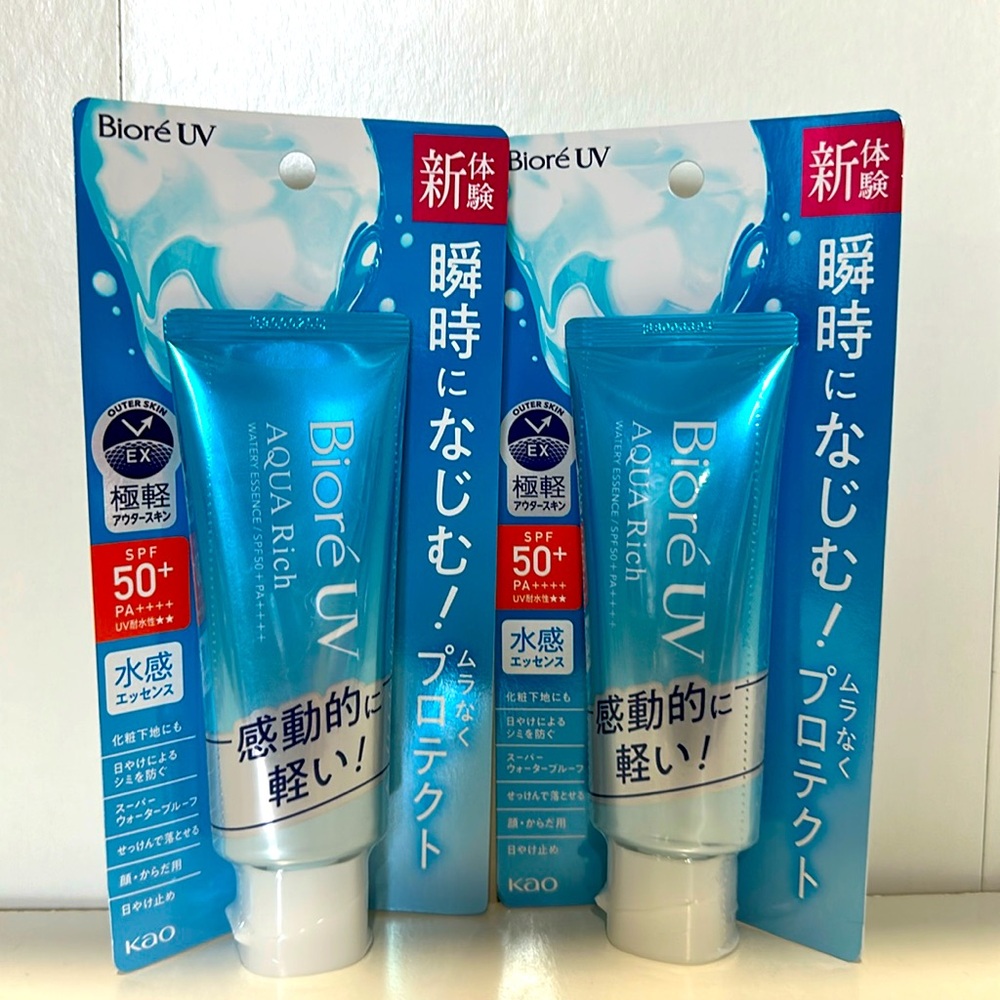 NEW & SEALED Biore UV Aqua Rich Watery Essence SPF 50+ PA++++ 50g Set of 2